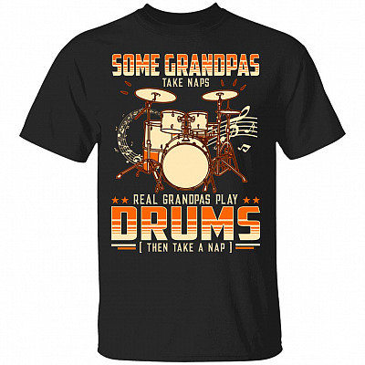 Drum Grandpa Shirt, Black, Unisex T-Shirt