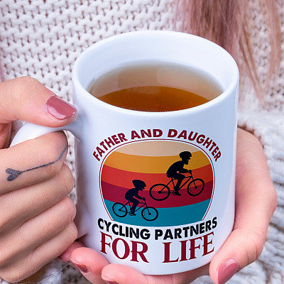Father And Daughter Cycling Partners For Life Coffee Mug - Gift For Cycling Dad - Father Daughter Mug