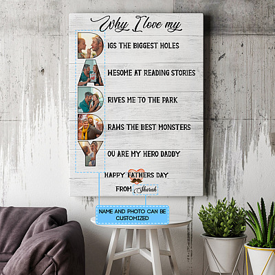 Alternative view of Custom Photo Why I Love My Dad Framed Canvas - Unframed Poster - Custom Gift For Dad