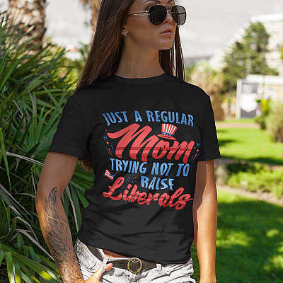 Alternative view of Trump Supporter Conservative Mom Just A Regular Mom Trying Not To Raise Liberals T-Shirt - V-Neck Tee