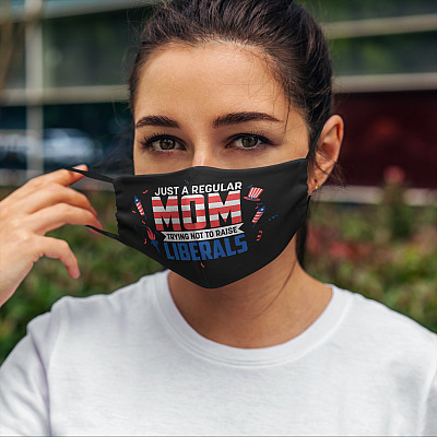 Alternative view of Trump Supporter Conservative Mom Just A Regular Mom Trying Not To Raise Liberals Washable Face Mask
