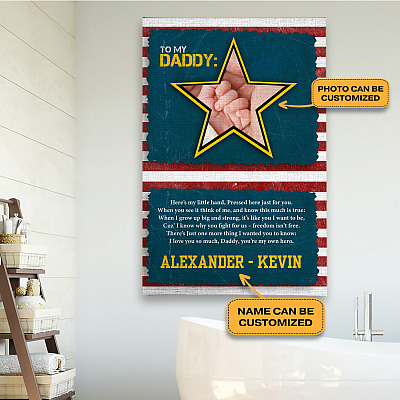 Alternative view of Custom Photo Daddy You're My Hero Military Dad Gift Framed Canvas - Unframed Poster - Home Wall Art