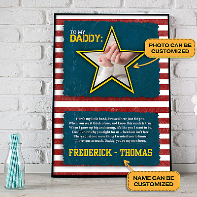 Custom Photo Daddy You're My Hero Military Dad Gift Framed Canvas - Unframed Poster - Home Wall Art