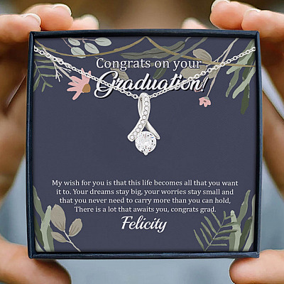 Alternative view of Personalized Congrats On Your Graduation Alluring Beauty Pendant Necklace - Congrats Graduation Necklace
