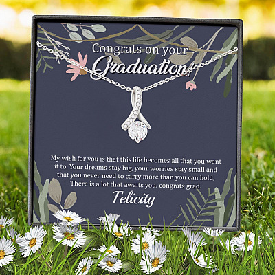 Personalized Congrats On Your Graduation Alluring Beauty Pendant Necklace - Congrats Graduation Necklace