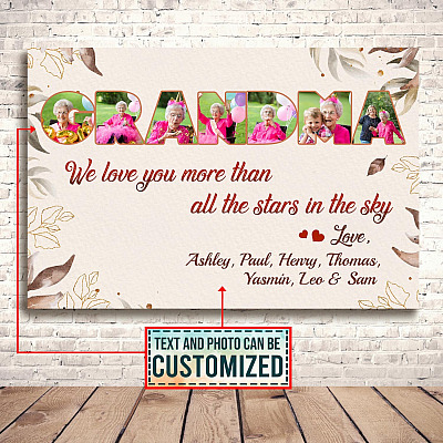 Personalized Photo Grandma We Love You More than All the Star in The Sky Memorable Canvas Prints - Unframed Poster