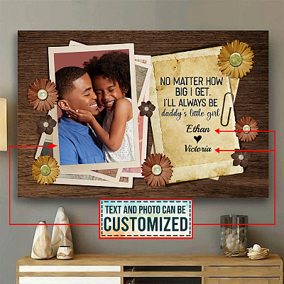 Custom Photo No Matter How Big I Get I Will Always Be Daddy's Little Girl Framed Canvas