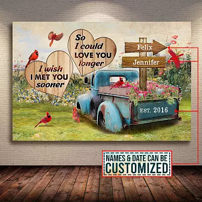 Personalized I Wish I Met You Sooner Framed Canvas - Unframed Poster - Custom Couple Gift