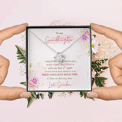 To My Granddaughter I Squeezed This Necklace Really Tight From Grandma Love Knot Necklace