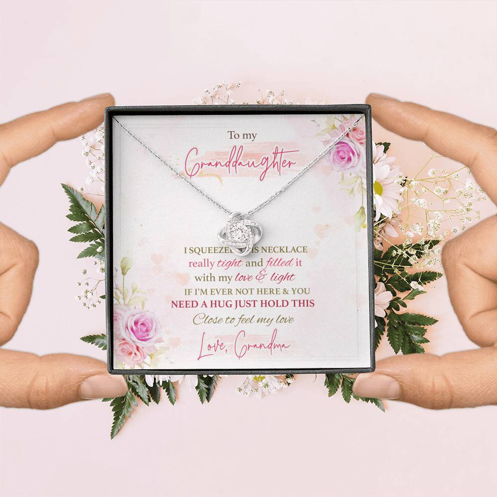 To My Granddaughter I Squeezed This Necklace Really Tight From Grandma Love Knot Necklace