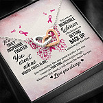 To A Truly Inspiring Fighter Interlocking Hearts Pendant Necklace - Breast Cancer Warrior Gift