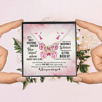 To A Truly Inspiring Fighter Interlocking Hearts Pendant Necklace - Breast Cancer Warrior Gift