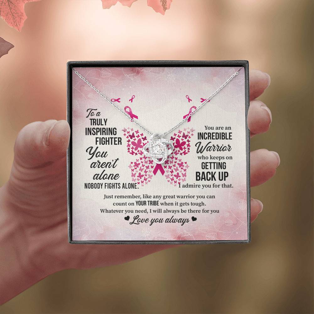 To A Truly Inspiring Fighter Love Knot Pendant Necklaces - Breast Cancer Warrior Gift