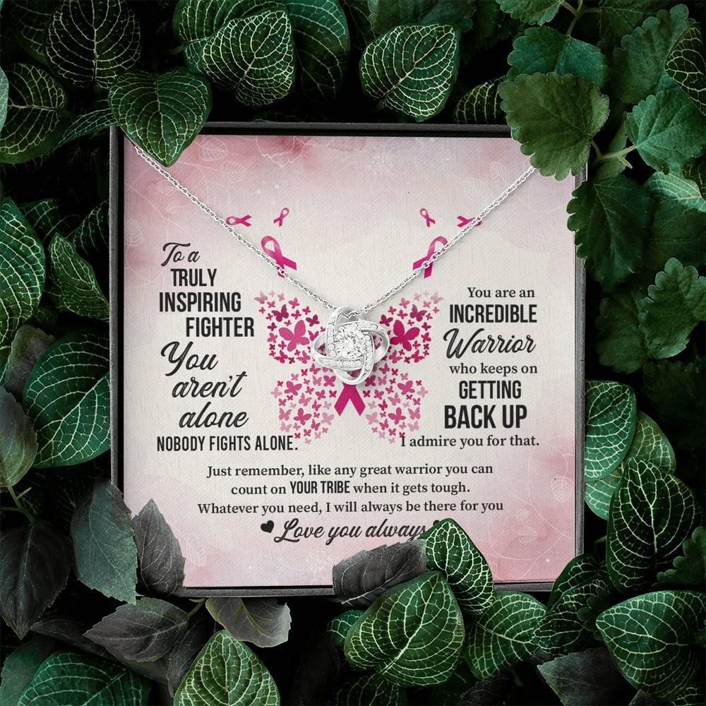 To A Truly Inspiring Fighter Love Knot Pendant Necklaces - Breast Cancer Warrior Gift