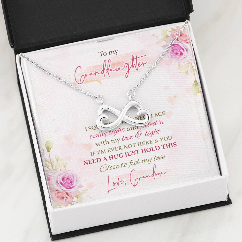 To My Granddaughter I Squeezed This Necklace Really Tight From Grandma Infinity Heart Pendant Necklace