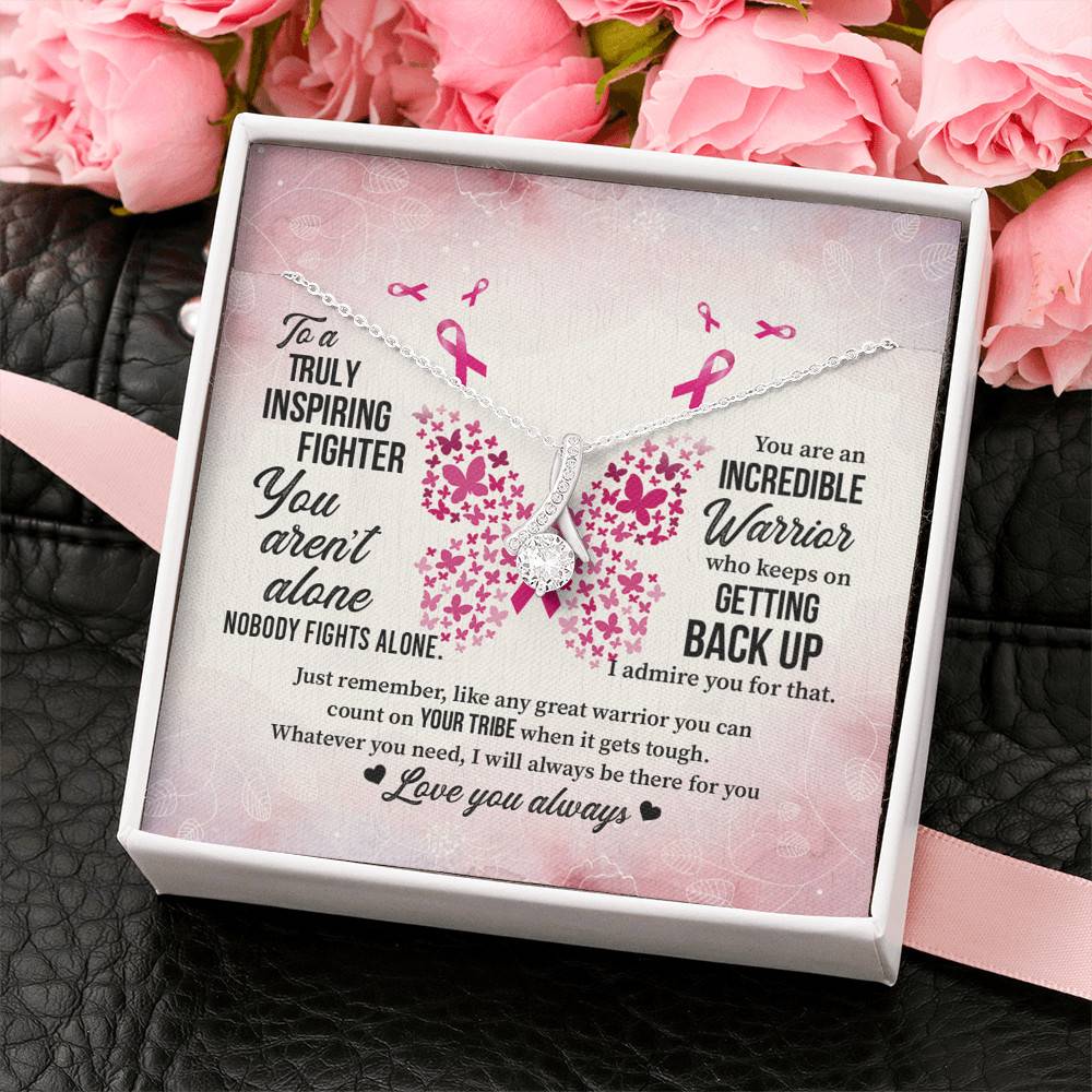 To A Truly Inspiring Fighter Alluring Beauty Pendant Necklace - Breast Cancer Warrior Gift