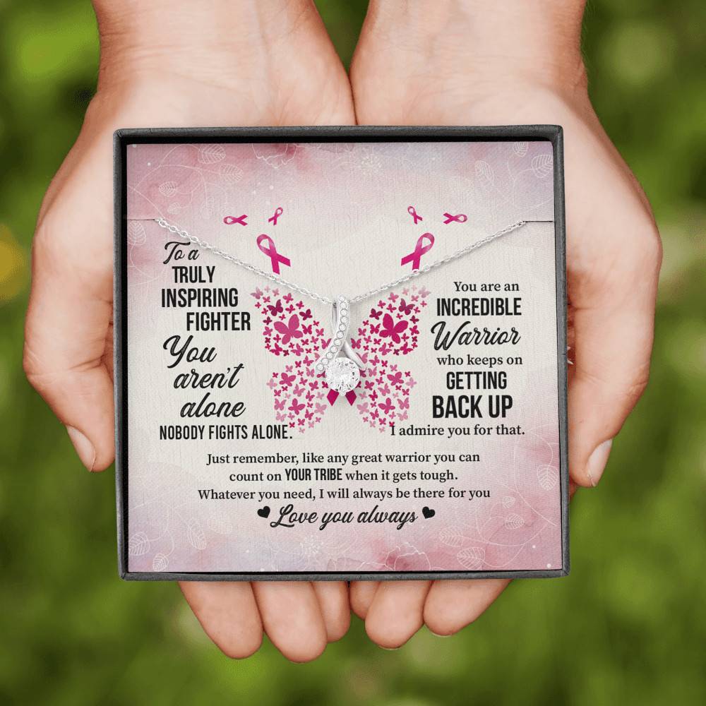 To A Truly Inspiring Fighter Alluring Beauty Pendant Necklace - Breast Cancer Warrior Gift