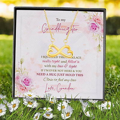 To My Granddaughter I Squeezed This Necklace Really Tight From Grandma Infinity Heart Pendant Necklace