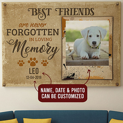 Alternative view of Custom Photo Best Friends Are Never Forgotten In Loving Memory Dog Memorial Framed Canvas Prints - Unframed Poster