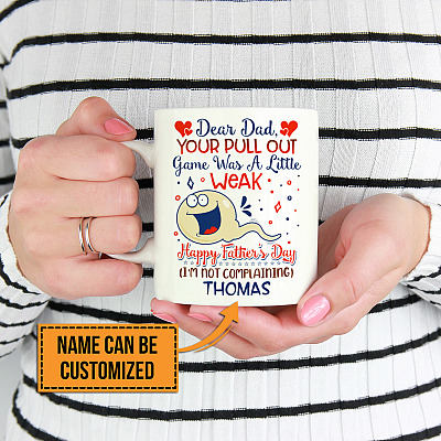 Alternative view of Personalized Dear Dad Your Pull Out Game Was A Little Weak Happy Fathers Day Ceramic Coffee Mug - Beer Stein