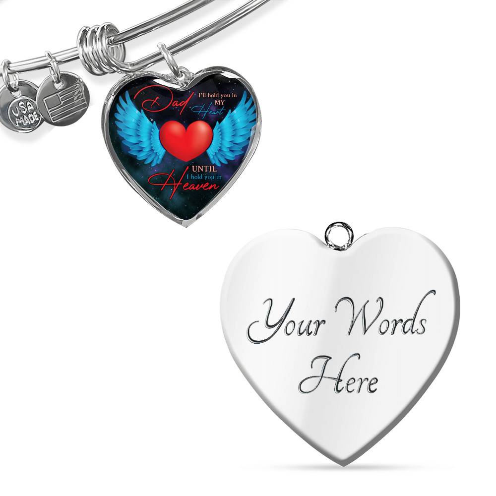 Angel Wings Dad I'll Hold You in My Heart Until I Hold You in Heaven Heart Pendant Necklace