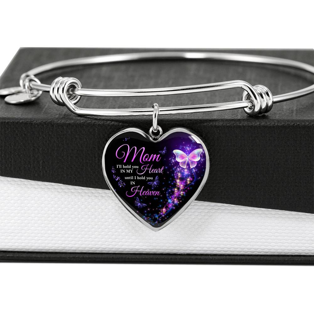 Angel Wings Mom I'll Hold You in My Heart Until I Hold You in Heaven Heart Pendant Necklace - Bangle