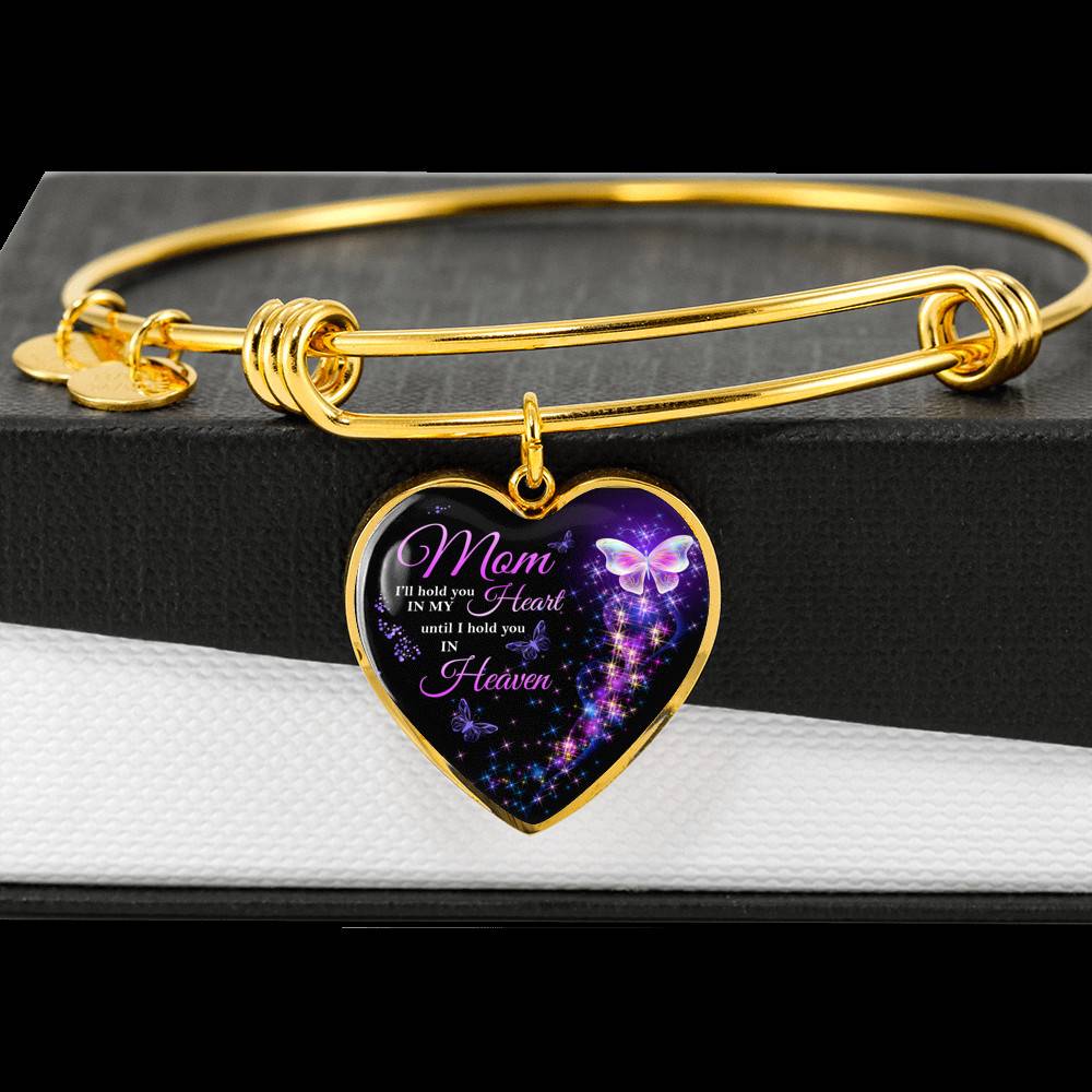 Angel Wings Mom I'll Hold You in My Heart Until I Hold You in Heaven Heart Pendant Necklace - Bangle