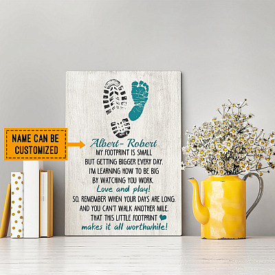 Alternative view of Custom Photo Father's Day Gift My Little Footprint Framed Canvas - Unframed Poster - Home Wall Art