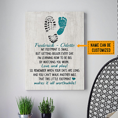 Custom Photo Father's Day Gift My Little Footprint Framed Canvas - Unframed Poster - Home Wall Art