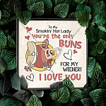 To My Smokin’ Hot Lady You’re the Only Buns for My Wiener I Love You Interlocking Heart Pendant Necklace