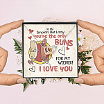 To My Smokin’ Hot Lady You’re the Only Buns for My Wiener I Love You Interlocking Heart Pendant Necklace