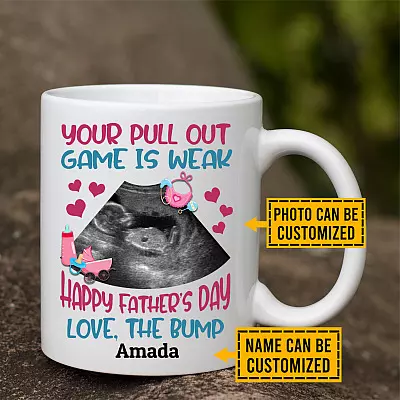 Personalized Photo Your Pull Out Game Is Weak Happy Father's Day Ceramic Coffee Mug - Beer Stein - Travel Mug