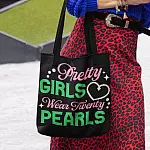Pink and Green Pretty Girls Wear Pearls AOP Tote Bag - Shoulder Bag - Grocery Shopping Bag