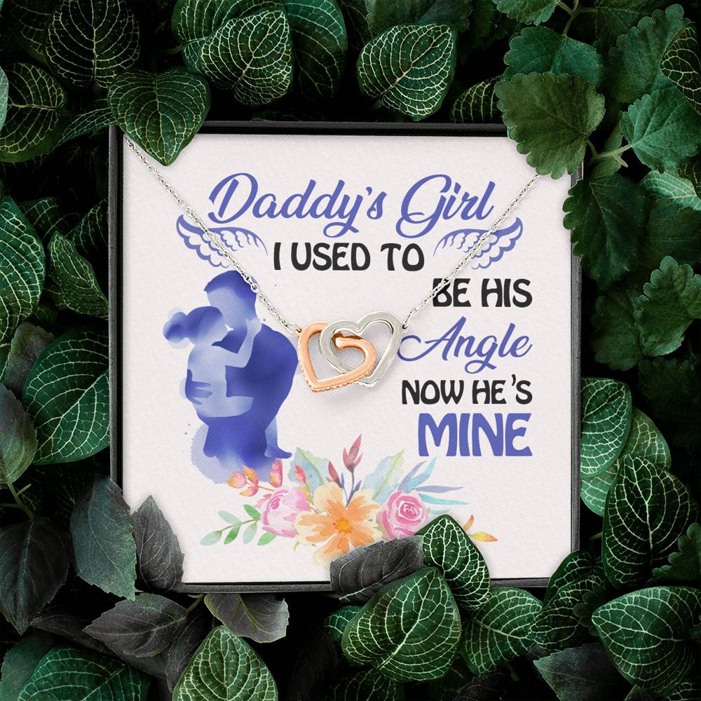 Father and Daughter Daddy's Girl I Used to Be His Angel Now He's Mine Memorial Interlocking Hearts Pendant Necklace