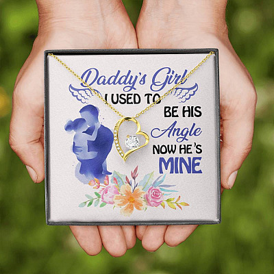 Father and Daughter Daddy's Girl I Used to Be His Angel Now He's Mine Memorial Forever Love Pendant Necklace