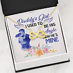 Father and Daughter Daddy's Girl I Used to Be His Angel Now He's Mine Memorial Infinity Heart Pendant Necklace