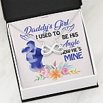 Father and Daughter Daddy's Girl I Used to Be His Angel Now He's Mine Memorial Infinity Heart Pendant Necklace