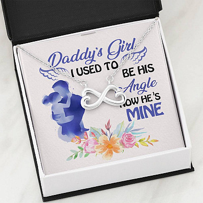 Father and Daughter Daddy's Girl I Used to Be His Angel Now He's Mine Memorial Infinity Heart Pendant Necklace