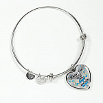Blue Butterfly Daddy's Girl I Used to Be His Angel Now He's Mine Memorial Heart Pendant Necklace - Bangle