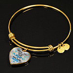 Blue Butterfly Daddy's Girl I Used to Be His Angel Now He's Mine Memorial Heart Pendant Necklace - Bangle