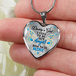 Blue Butterfly Daddy's Girl I Used to Be His Angel Now He's Mine Memorial Heart Pendant Necklace - Bangle