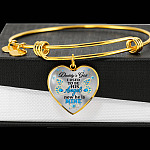 Blue Butterfly Daddy's Girl I Used to Be His Angel Now He's Mine Memorial Heart Pendant Necklace - Bangle