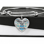 Blue Butterfly Daddy's Girl I Used to Be His Angel Now He's Mine Memorial Heart Pendant Necklace - Bangle