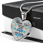 Blue Butterfly Daddy's Girl I Used to Be His Angel Now He's Mine Memorial Heart Pendant Necklace - Bangle