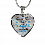 Blue Butterfly Daddy's Girl I Used to Be His Angel Now He's Mine Memorial Heart Pendant Necklace - Bangle