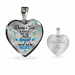 Blue Butterfly Daddy's Girl I Used to Be His Angel Now He's Mine Memorial Heart Pendant Necklace - Bangle