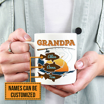 Alternative view of Personalized Grandpa Fishing Ceramic Coffee Mug - Beer Stein - Water Bottle - Color Changing Mug