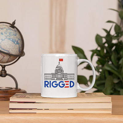 Alternative view of White House Rigged Anti Biden Coffee Mug - Beer Stein - Water Bottle - Color Changing Mug