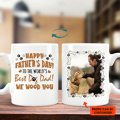 Alternative view of Personalized Photo Happy Father's Day to The World's Best Dog Dad Ceramic Coffee Mug - Color Changing Mug