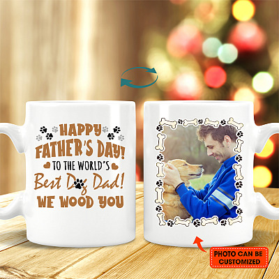 Personalized Photo Happy Father's Day to The World's Best Dog Dad Ceramic Coffee Mug - Color Changing Mug